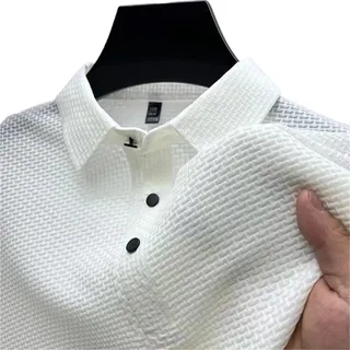 LYXYGMV Herren Business Casual Kurzarm-Polo-Shirt mit Knochenblume, einfarbig, atmungsaktiv, bequem, vielseitiges Sommeroberteil Für Männer, Sommer(White,M)