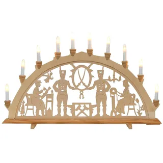 Wichtelstube-Kollektion Holz Schwibbogen Lichterbogen Berleute XXL 71cm Schwippbogen Weihnachten Weihnachtsbogen Schwibbogen Weihnachten 10 Kerzen 230V Anschluss