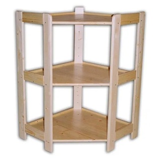 HOLZREGAL MASSIVHOLZ ECKREGAL 70 X 70 X 89 CM, 3 FACHBÖDEN - NATUR