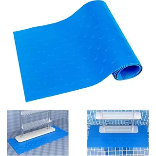 Poolleitermatte, Rutschfeste Poolmatte, Pooltreppenmatte, Rutschfeste Stufenmatte, Blaues Rundes Knopfmuster 40×90 Cm.