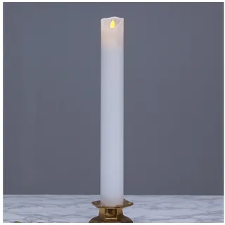 STAR TRADING LED-Kerze Stumpenkerze Taufkerze Kirchenkerze Echtwachs H: 40cm Timer weiß weiß