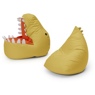 Lumaland Sitzsack Kinder Dino Kissen 90x90x70 cm (2 St., 1x Kindersitzsack), Kuschelsitzkissen, Kinderzimmer, pflegeleicht, Zauberversteck gelb