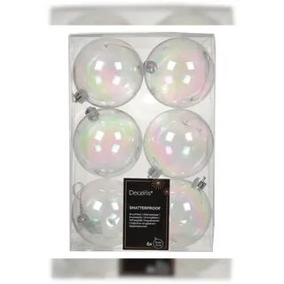 Christmas Decorations Weihnachtskugeln Kunststoff 8cm 6 Stück - klassisch, bruchsicher Christbaumkugeln Weihnachtsbaumkugeln Christbaumschmuck Weihnachtsbaumschmuck Klar irisierend