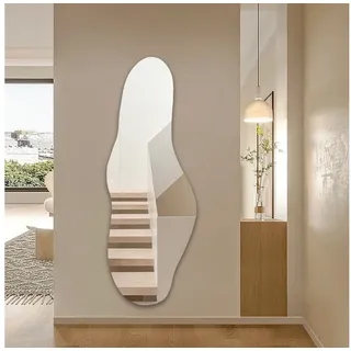 Hopibath Spiegel Flur Flurspiegel ganzkörper Ganzkörperspiegel gross 165x60cm Rahmenlos (Dekospiegel Asymmetrisch, mit Splitterschutzfolie), für Wohnzimmer Schlafzimmer Badezimmer Kinderzimmer Hotel silberfarben