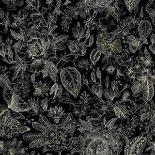 Glööckler Pompöös Provence Vliestapete  (Schwarz/Beige, Floral, 10,05 x 0,53 m)