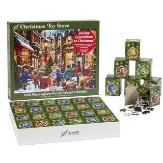Puzzle-Adventskalender Christmas Toy Store - 1000 Teile von Vermont Christmas Company - 24 Puzzleabschnitte zum Vervollständigen - Jahr für Jahr verwenden