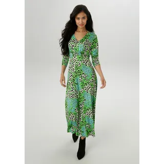 Aniston SELECTED Midikleid Leo-Print Blau/Grün/Schwarz 42