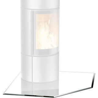 BIJON Glasplatte Fünfeck für Kaminofen mit Dichtlippe, Glasbodenplatte - Funkenschutzplatte Glas mit Facettenschliff, Kamin Hitzeschutz, ESG Sicherheitsglas 110 x 110 x 65 cm x 6mm