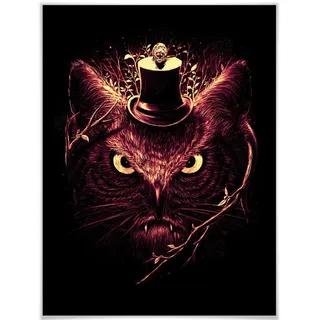Poster WALL-ART "Nicebleed Meowl Katze Eule Magie" Bilder Gr. B/H/T: 120 cm x 100 cm x 0,1 cm, Tiere, 1 St., bunt Poster ohne Bilderrahmen