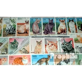 Prophila Collection Motive 50 Verschiedene Hauskatzen Marken (Briefmarken für Sammler) Katzen/Raubkatzen (Löwen/Tiger/Leoparden ...)