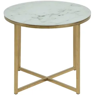 Actona Couchtisch Marmor / Metall gold X-Form rund 50 x 42 cm