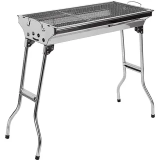 Holzkohlegrill Mit Ständer, Rostfreier Stahl Holzkohle Grill Faltbar und tragbar, Geeignet für Grillpartys im Freien von 5-10 Personen, Grillwagen Holzkohle Grill Barbecue Kohlegrill(73*33.5*70cm)
