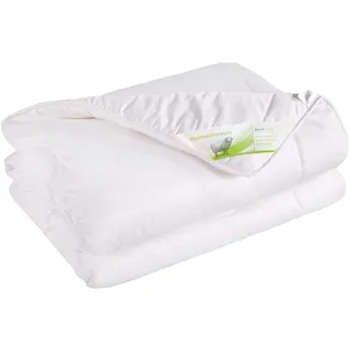 franknatur Bettdecke 135x200 Ganzjahr Leicht Schurwolle Baumwolle Melina | leichte Mono-Ganzjahresdecke, Füllung aus 100 % Merinowolle, Bezug 100 % Baumwolle Edel Satin, waschbar, Oeko-TEX