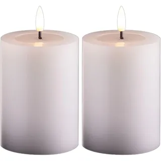 Novaliv, LED Kerzen, 2er Set Stumpenkerzen LED weiss klein - Echtwachskerze mit beweglicher Flamme flackernd mit (2x)