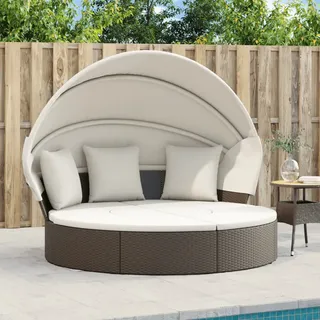 Teenpull – Sonneninsel Mit Dach Und Kissen Braun Poly Rattan