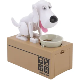 Cocoarm Spardose Welpen-Spardose für, Roboter-Münzbank, Süßes Hunde-Sparschwein mit Innovativem Design, Bedeutungsvolles (Weißer Hund)