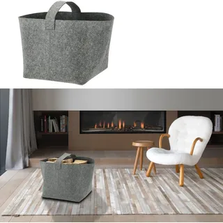 Filzkorb mit Henkel 36x36x34cm hellgrau Ordnungsbox Korb Filzkorb Aufbewahrung Henkelkorb - Dunkelgrau