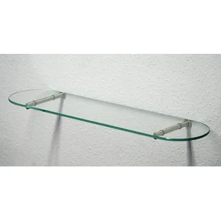 Dekoleidenschaft Wandregal aus 6mm Glas, klar, Verschiedene Formen und Größen, Glasregal, Glasboden, Glasablage, Badregal, Eckregal Bad Ablage Regal (Zentralclip Optima 3, 40x15 cm runde Ecken)