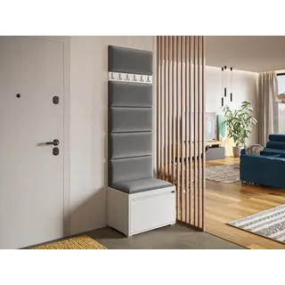 MIRJAN24 Garderoben-Set Grawis 60 IV, (Komplett-Set, 6x Wandpaneel 60x30, Schuhschrank, Kleiderhakenbrett), Enthält 6 Kleiderhaken für Kleidung grau