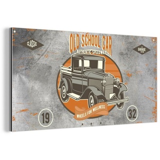 MuchoWow Metallbild Mancave - Auto - Vintage - Poster, (1 St), Wohnzimmer Dekoration aus Alu, Industrial, Metallbilder, Gemälde bunt 80 cm x 40 cm x 0.4 cm
