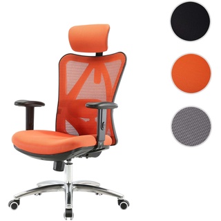 SIHOO Bürostuhl Schreibtischstuhl, ergonomisch, verstellbare Lordosenstütze, 150kg belastbar ~ ohne Fußstütze, orange