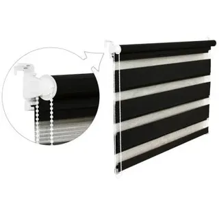 DOPPELROLLO DUOROLLO 80 CM BREIT 200 CM LANG Schwarz INKL. SEILZUG FENSTERROLLO KLEMMROLLO JALOUSIE
