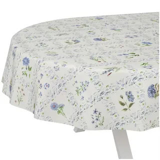ANRO Wachstuchtischdecke abwaschbar Oval 240 x 140 cm Blau