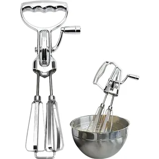 Rotations-Handrührgerät – Rotations-Handkurbelmixer, manueller Handrührgerät | Handbeschichteter Schneebesen aus Edelstahl, handgedrückter Schneebesen, Mixer, Kochwerkzeug, Eierschläger, Handkurbel zu