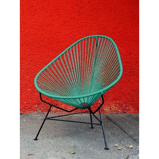 Stuhl Acapulco Chair Acapulco Design Bespannung aqua verde schwarz, 92x70x95 cm