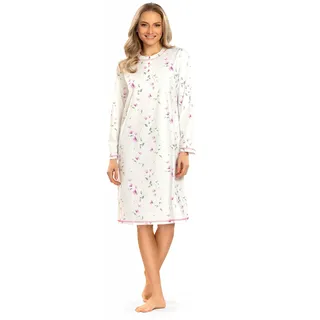Comtessa Damen Langarm Nachthemd Knopfleiste Fuchsia Gr. 52