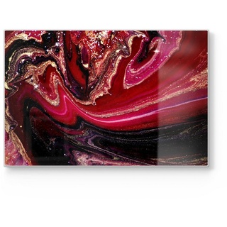 DEQORI Schneidebrett 'Marmor-Lavafluss', Glas, Platte Frühstücksbrett Schneideplatte rot 30 cm x 20 cm