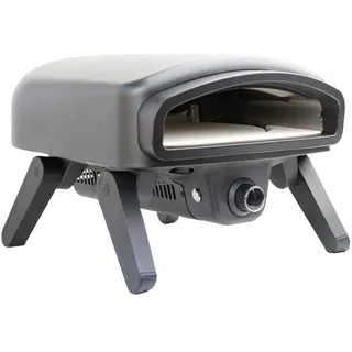 SANTOS Pizzaofen O-140 Black mit Motor – Gas-Pizzaofen 4,7 kW – Drehteller & 360° Bräunung – Cordieritstein Ø35cm – 500 °C – Outdoor – klappbar – schwarz