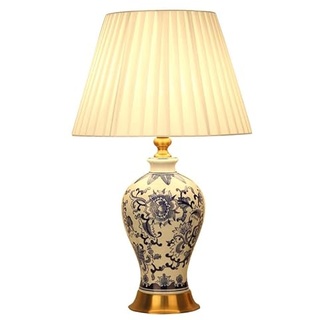 YHQSYKS Schreibtischlampen 53 * 33 cm Blaue und weiße Porzellan-Tischlampe Schlafzimmer Nachttischlampe Chinoiserie-Lampe Kreative Malerei Glasierte Keramik-Tischlampe Orientalische Büro-Nachtlampe