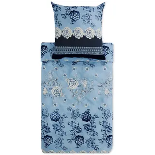 BASSETTI Paraggi Floral Blau 155 x 220 cm + 80 x 80 cm
