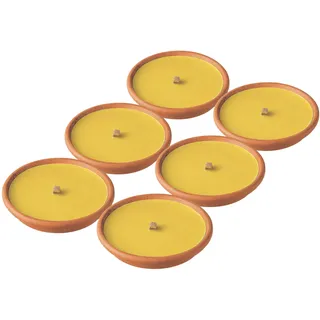 Horeca Candles - Citronella Kerze im Terracotta Topf - Set mit 6er Kerzen, Gelbe - Duftkerzen mit 8 Stunden Brenndauer - Für den Außenbereich, Balkon, Picknick, Camping, Garten