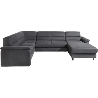 sit&more Wohnlandschaft SIT & MORE "Ascara U-Form", grau (anthrazit), B:312cm H:85cm T:204cm, NaturLeder in Sitz und Rücken, Korpus ist mit passendem Kunstleder bezogen.