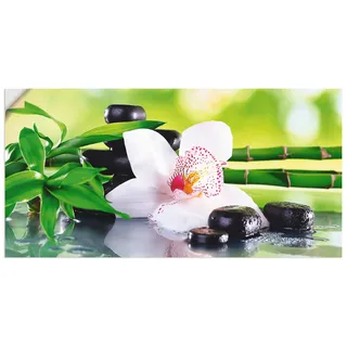 ARTland Wanddeko Wandtattoo selbstklebende Vinylfolie 60x30 cm Asien Orchideen Bambus Steine Pflanze Zen Wellness T9IQ