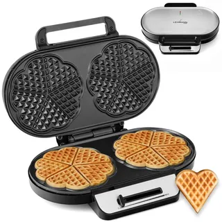 Lehmann Doppel Waffeleisen Herzform Schwarz/Silber