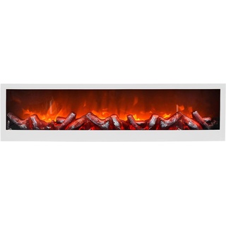 LED Wandkamin Tischkamin Elektrokamin mit realistischer Flammensimulation Kaminfeuer Feuersimulation weiß inkl. Fernbedienung 60x20cm