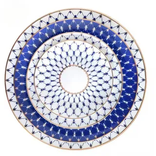 Quality Elegance Speiseteller Luxus Platzteller – Wabenmuster mit Goldrand – Premium Dinner Teller, (4 St), Bone China Teller