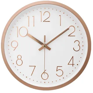 IvoQ Moderne Wanduhr Roségold - Stilvoll - Schlichtes Design - Ø 30 cm