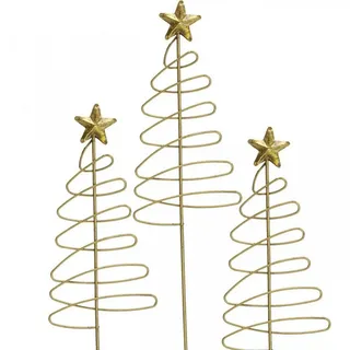 Viana Weihnachtsmann Weihnachtsstecker Tanne Metall Deko gold 30cm 6er Set, 6 Stück