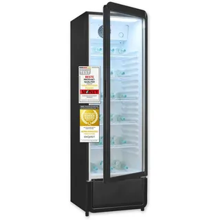 Exquisit GKS5260-GT-431D Getränkekühlschrank 280 l mit LED, Umluft, 5 verstellbare Ablagen, Schwarz