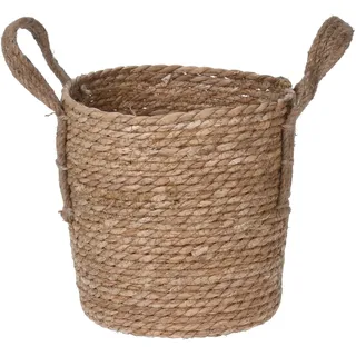 Aufbewahrungskorb BASKO, Braun - 23 x 23 cm - Rattan - mit Tragegriffen