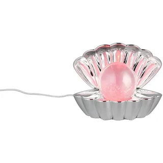 meineWunschleuchte Kleine USB Muschel Tischlampe Chrom glänzend mit RGB Farbwechsel Beleuchtung, Höhe 14cm