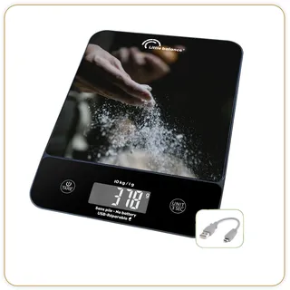 LITTLE BALANCE 8707 Happy Genius 10 Pâtisserie, Küchenwaage, ohne Batterie, wiederaufladbar, USB-C, reparierbar, 10 kg, Backen