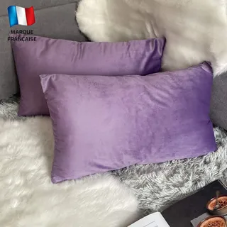 Douceur De Plumes 2er Set Lavendel lila Samt 30x50 cm Dekorativer Kissenbezug, Weicher Moderner Rechteckiger, Skandinavisches Wohnzimmer Dekor Sofa Schlafzimmer Bettboden (2 Lavendel lila)
