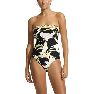 Seafolly Damen Dd Cup Bandeau Einteiler Badeanzug, Paradiesvögel, Schwarz, 44 - 44