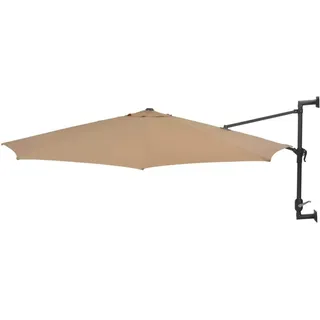 Festnight Wand-Sonnenschirm ? 300 cm Wandmontage | Ampelschirm mit Metallmast | Gartenschirm Terrassenschirm Balkonschirm 8 Rippen Kurbelsystem Taupe - Groß