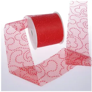 Deko AS Tischläufer Sizolace Tischläufer leuchtrot Spitze Vintage Flock Tischband romanti (1-tlg, 1 Rolle Tischläufer), Strapazierfähig rot